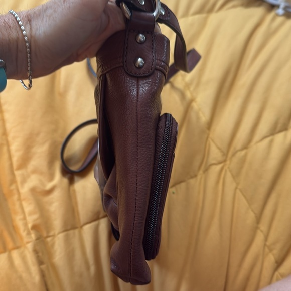 B. Makowsky Brown Leather Bag with Leopard Lining - Picture 10 of 11